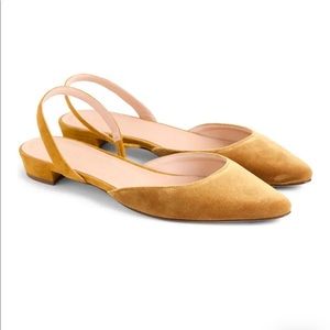 J.Crew yellow velvet slingback flats size 8.5